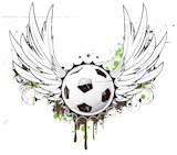 Vector+illustration+of+grunge+football+insignia+or+badge+with+two+wings+and+floral+elements