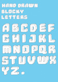 Vector+illustration+of+retro+Stylized+hand+drawn+blosky+big+alphabet+letters