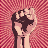 Vector+illustration+in+retro+style+of+a+clenched+fist+held+high+in+protest.