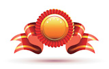 Vector+illustration+of+red+badge+and+ribbon