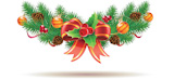 Vector+illustration+of+cool+Christmas+composition+with+evergreen+branches%2C+red+bow+and+ribbon