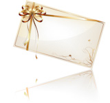 Vector+illustration+of+cool+decorated+gift+card+with+golden+bow+and+ribbon