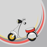 Vector+illustration+of++Transport+Cartoon++.+Little+funny+scooter.
