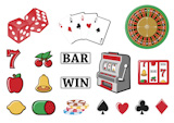 Vector+illustration+of++icon+set+or+design+elements+relating+to+casino.