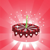 Vector+illustration+of+birthday+cake+with+the+candle.