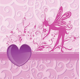 Vector+illustration+of+Valentine%27s+Day+background%2C+decorated+with+beautifull+heart+with+Silhouette+of+funky+fairy