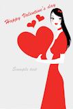Vector+illustration+of+funky+valentine%27s+day+gteeeting+card+with+beautiful+sexy+girl+holding+big+red+heart