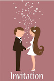 Vector+Illustration+of+funky+wedding+invitation+with+funny+bride+and+groom