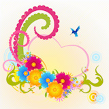 Vector+illustraition+of+funky+floral+frame+with+heart+shape