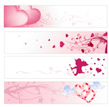 Vector+illustration+of+pink+valentine%27s+day++party+banners