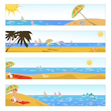 Vector+illustration+of+summer+holidays+banner+set