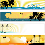 Vector+illustration+of+summer+beach+banners+set