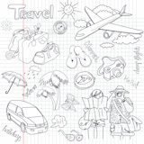 Hand+drawn+travel+doodles.+Vector+illustration.