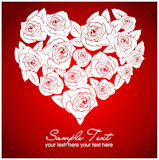 Valentine+white+rose+heart+on+red+background