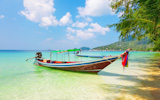 longtail boat and beautiful beach. koh Tao, Thailand