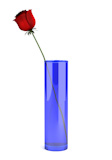 blue,glass,vase,with,rose,isolated,on,white,background