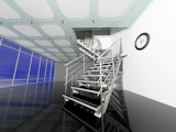 the modern business office hall interior with stairs