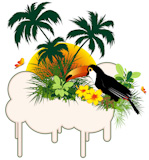 summer banner with tropical bird and palms