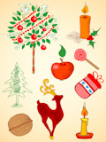 doodle hand drawn Christmas  elements for design