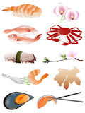 seafood and other traditional japanese food icons