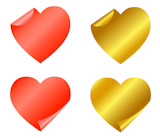 Set of red and gold stickers  for valentine's day