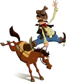 Horse throws off a cowboy, vector illustration