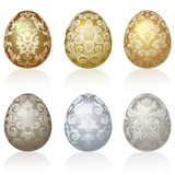 Set of six Easter eggs with  ornaments