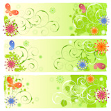A set of three green summer banners