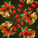 Seamless with bells on a green background. Clipping Mask. (can be repeated and scaled in any size)