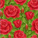 Seamless from red roses and green leaves.Clipping Mask.(can be repeated and scaled in any size)