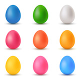 Set of nine Easter eggs different colors