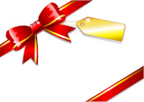 Red bow with golden card