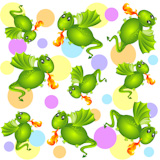 Funny seamless pattern with cute green dragons