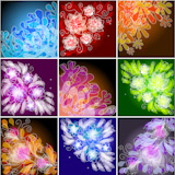 Set of nine beautiful ornate floral backgrounds