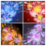 Set of four beautiful ornate floral backgrounds