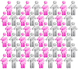 Pattern with gray men and pink women signs