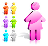 Woman sign shiny icons in different colors