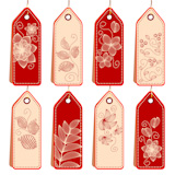 Set of cute tags with floral pattrerns