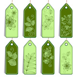 Set of cute tags with floral pattrerns