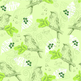 Vintage seamless pattern with sparrows
