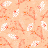 Vintage seamless pattern with sparrows