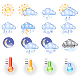 Set of weather icons for meteorological forecasts