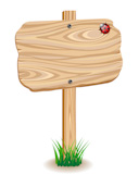 Wooden signboard icon on a green grass