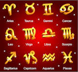 Horoscope zodiac star signs. Golden shiny icons