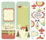 Cute Vertical Christmas banners in retro style