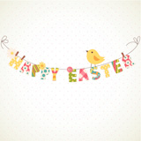 Cute Happy Easter card. Clothesline with letters on it.