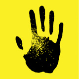 Handprint on a yellow background