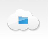 Cloud computing. Symbol of clouds and folder with documents. Concept of storing and transmitting information