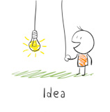A person includes a light bulb. The concept of the idea. Illustration.