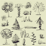 art sketching set of vector christmas tree  symbols